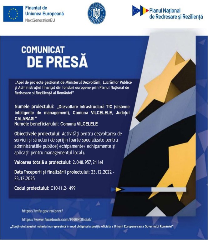 comunicat presa Vilcelele comunicat presa Vilcelele
